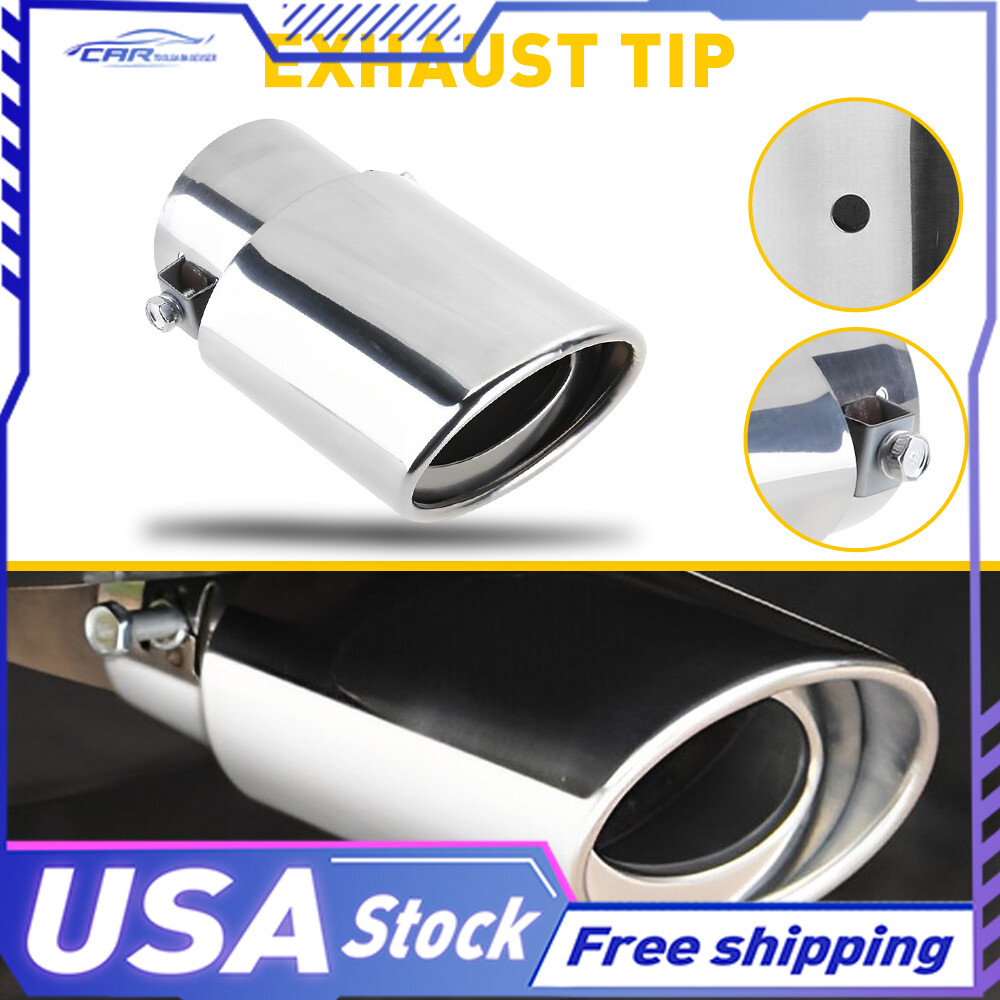 Stainless Steel Round Exhaust Pipe Muffler Tail Car Auto Chrome Tip Accessories