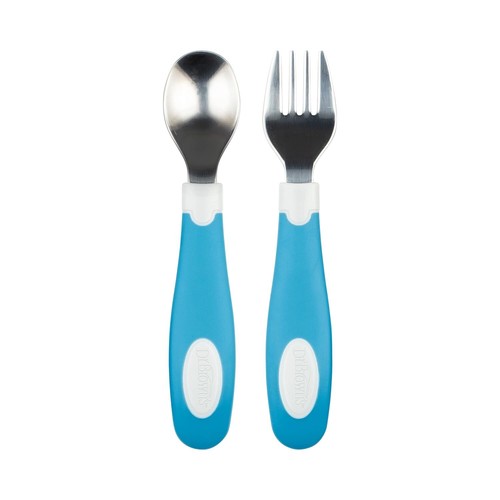 Dr Brown's Spoon & Fork Set Blue - 第 1/3 張圖片