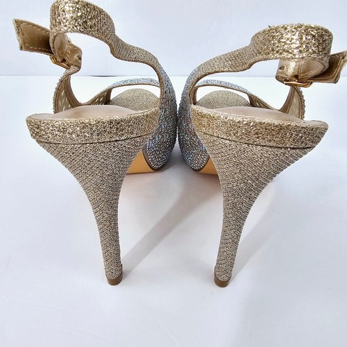 Dream Pairs Women's Gold Rhinestone Peep Toe Sling Back Stiletto Heels Size 9 - Picture 8 of 15