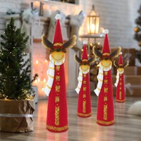 Rentier Dekofigur Weihnachtsdeko Strick-Optik Weihnachtsfigur Advent 4Er Set