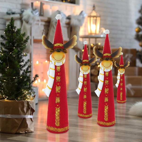 Rentier Dekofigur Weihnachtsdeko Strick-Optik Weihnachtsfigur Advent 4Er Set-image