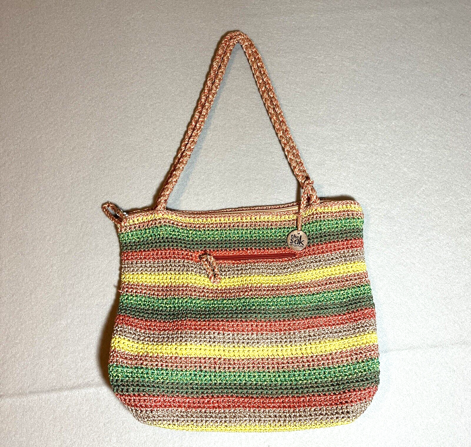 The Sak Tote Bag Large Woven Crochet Boho Hobo Tote Multicolor Stripe