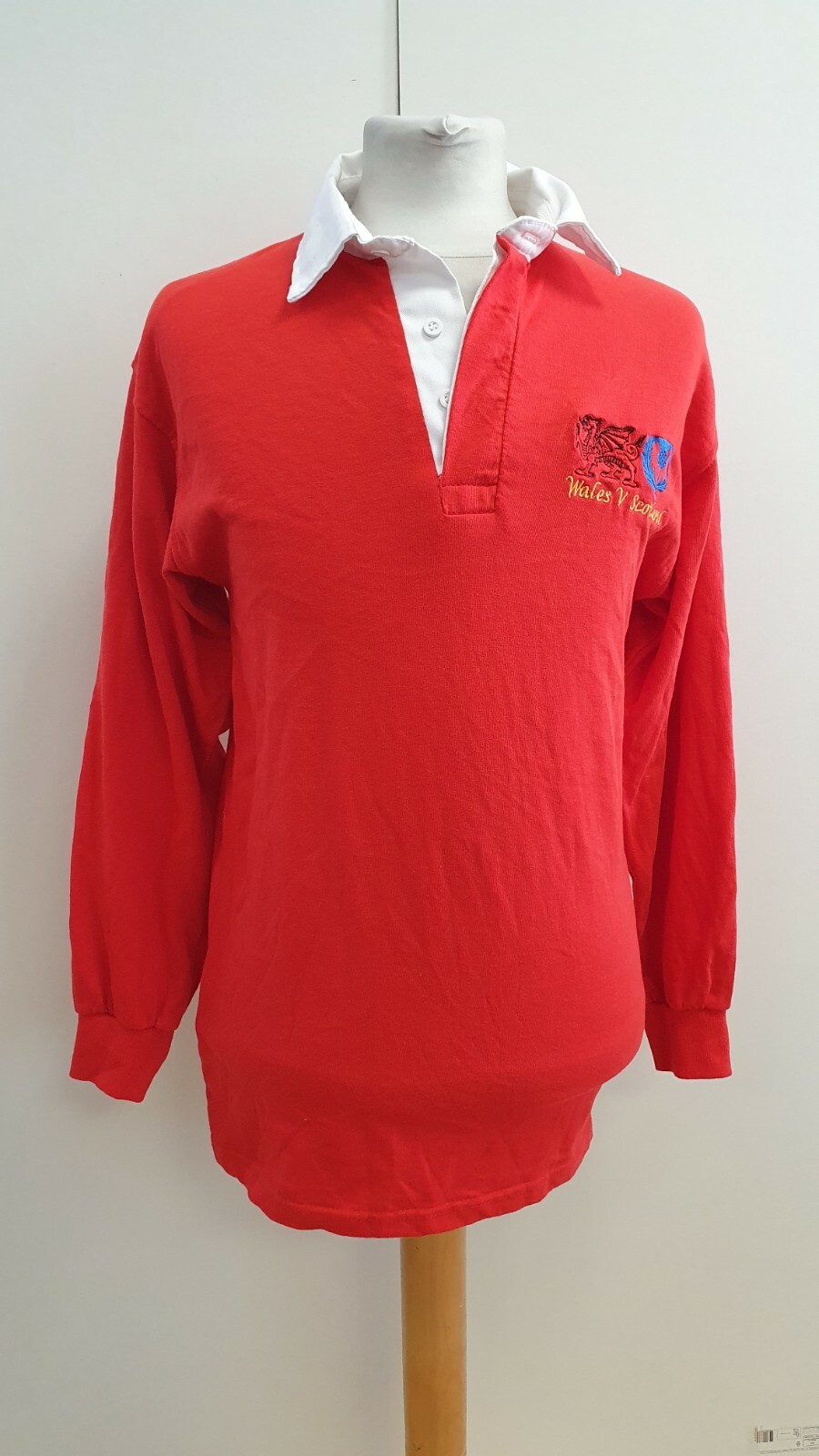 R661 POLO RUGBY UOMO PRIMA FILA ROSSO COTONE GALLES Vs SCOZIA UK M EU 50