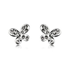 Fashion Jewelry - 18K White Gold Plated Butterfly Stud Earrings FE183 