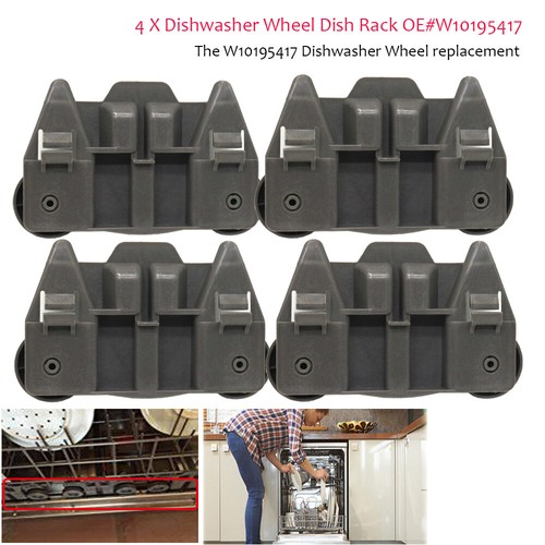 NEW For Whirlpool Kenmore Set 4pcs Dishwasher Rack Rollers WPW10195417