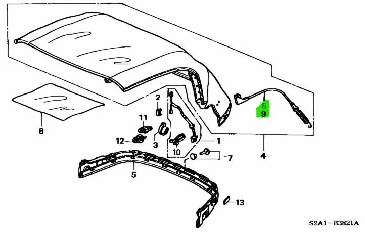 Honda OEM CABLE TENSIÓN RH&LH S2000 ABA-AP1 ABA-AP2 86319-S2A-J01 86329-S2A-J01 Foto 2 de 2