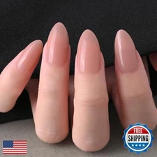 evpct Glossy Press on Nails Short Almond Short for Women, Pink Red Fake Nail 