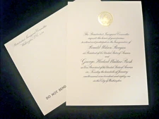 President Ronald Reagan and George Bush 1981 Official Inaugration Invitation
