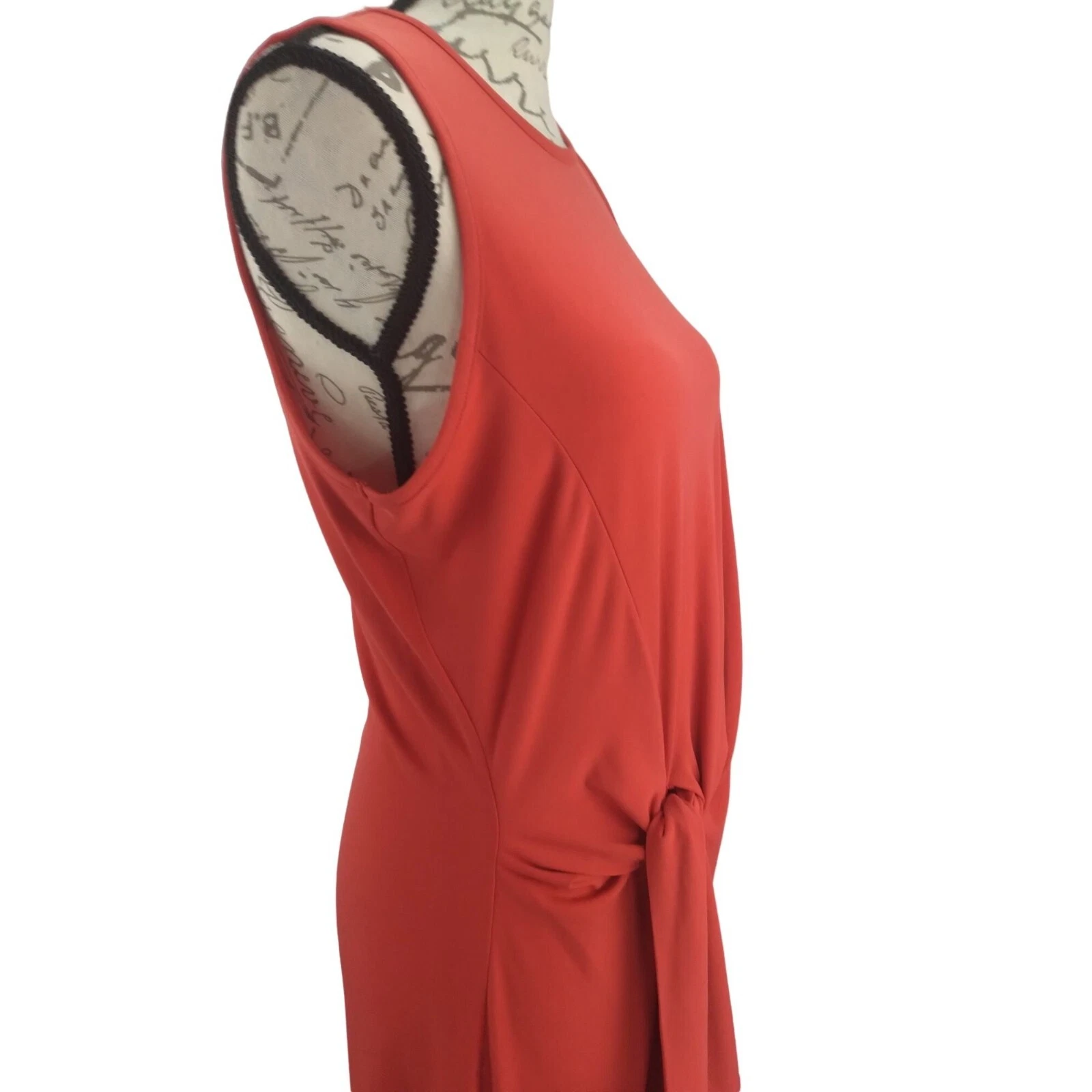 Abito smanicato arancione Michael Kors finto avvolgente con cravatta davanti tg Medium