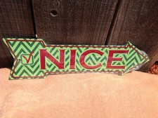 Nice Santa's Checklist This Way To Arrow Sign Directional Novelty Metal 17" x 5"