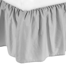 3 Side Silver Solid Ruffled Bed Skirt, 680 TC Egyptian Cotton Split /Open Corner