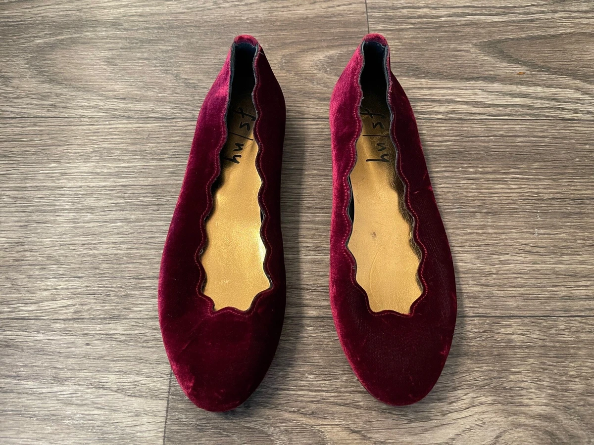 French Sole jigsaw ballet flats size 7.5 burgundy velvet party