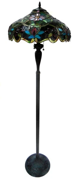 Lámpara de pie estilo Tiffany vitral con pantalla de diseño victoriano Foto 2 de 4