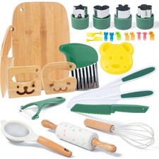 18 PCS Kids Cooking Sets Real, Montessori Kitchen Tools for Toddlers, Cooking...