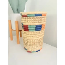 Threshold Woven Stripe Basket Straw Jute Handcrafted  