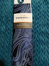 Van Heusen Men's Tie Extreme Stain Defense Extra Long Navy Paisley