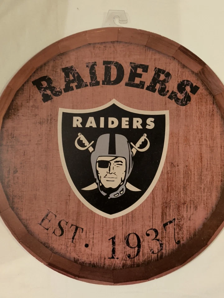 NFL Las Vegas Raiders Barril Top Establecido Letrero 15" de Diámetro Foto 2 de 4