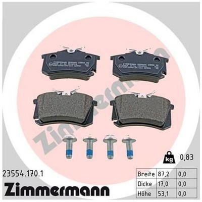 Zimmermann Bremsbelagsatz Bremsklötze hinten 3B0698451A 5Q0698451A 25005725