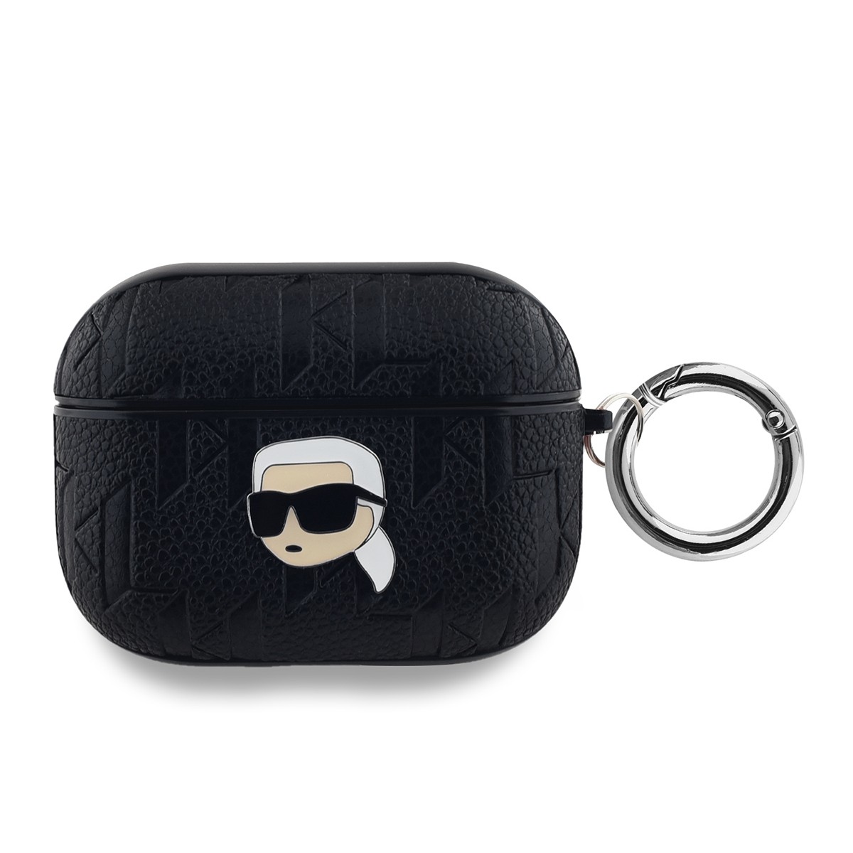 Protection AirPods Pro antichoc étui rigide monogramme Karl noir