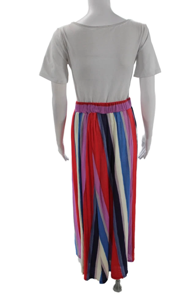 Espléndida Maxi Falda Para Mujer Rayas Línea A Multicolor Talla Extra Pequeña Foto 3 de 4