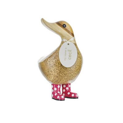 DCUK Ducky Wearing Spotty Pink Wellies Figurine