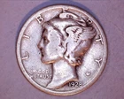 1928-S Mercury Head Silver Dime ~ **128-6E