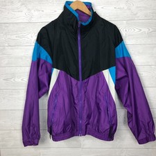 VTG Turn Point Sports Color Block Windbreaker Jacket Zip Front Long Sleeve LARGE