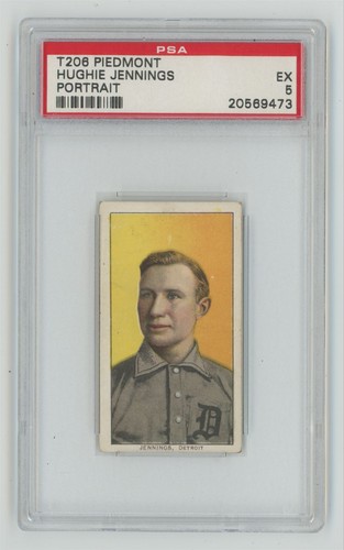 1909 T206 PIEDMONT WHITE BORDER HUGHIE JENNINGS PSA 5 DETROIT