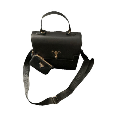 Valentino Orlandi Black Top Handle Bag Gold Hardware with Coin Purse
