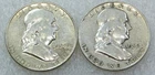 1958-D & 1959-D Franklin Silver Half Dollar lot of 2 coins in saflip #C289