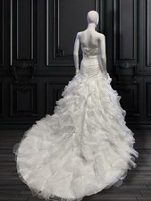 Wedding Strapless Ruffle Long Train Ivory Dress Size 8