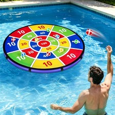 28 Inch Inflatable Dart Board Pool Game with Sticky Balls, Swimming Colorful