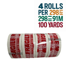 4 Rolls Yards Packing Shipping Box Tape 2"x100 Y Fragile Shipping Sealing Tape