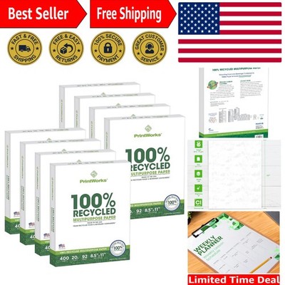 Sustainable 8.5'' x 11'' Recycled Paper, 3200 Sheets - Perfect for Home & Office