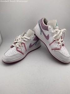 Nike Air Jordan 1 Low SE White Sneaker Athletic Shoe Girls 6