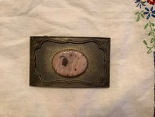 Vintage Western Rhodonite Stone Belt Buckle Solid Brass