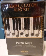 Graph N Latch Rug Kit - Piano Keys And Music Notes Black White Grey 30"X17" New