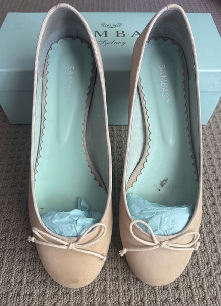 Sambag Tina Ballet Flats, Nude, Size 10, Very Good Condition