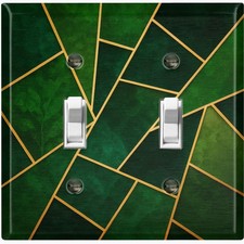 Metal Light Switch Outlet Cover Wall Plate Green Abstract Shape Decor FME184