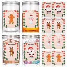 4 Sets Christmas Plastic Candy Jar Clear Cookie Containers with Lids Storage ...