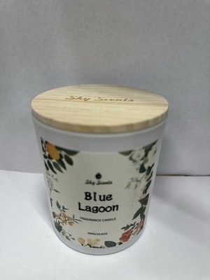 Sky Scents Blue Lagoon Candle 10.6 oz Aromatherapy Floral Scent w/Wooden Lid-New