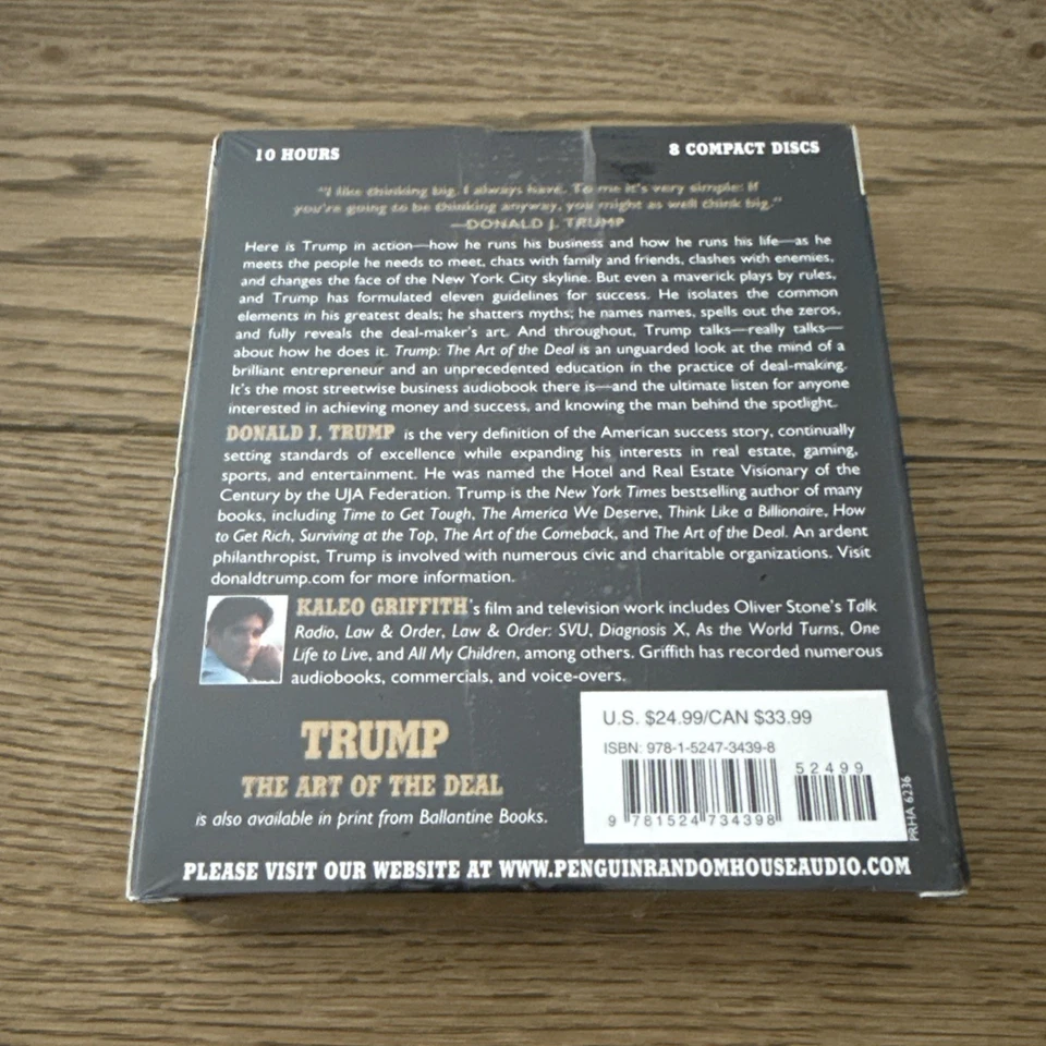 Trump The Art of the Deal Audiobook 8 CDs Read by Kaleo Griffith factory sealed - Image 2 of 4