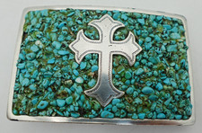 Nocona Women  s Western Turquoise Silver Cross Belt Buckle