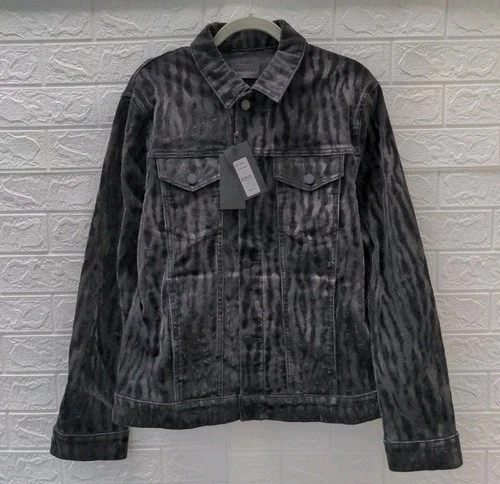 New Monfrere Dean Noir Tigre Denim Trucker Jacket Men's Size L - product listing photo