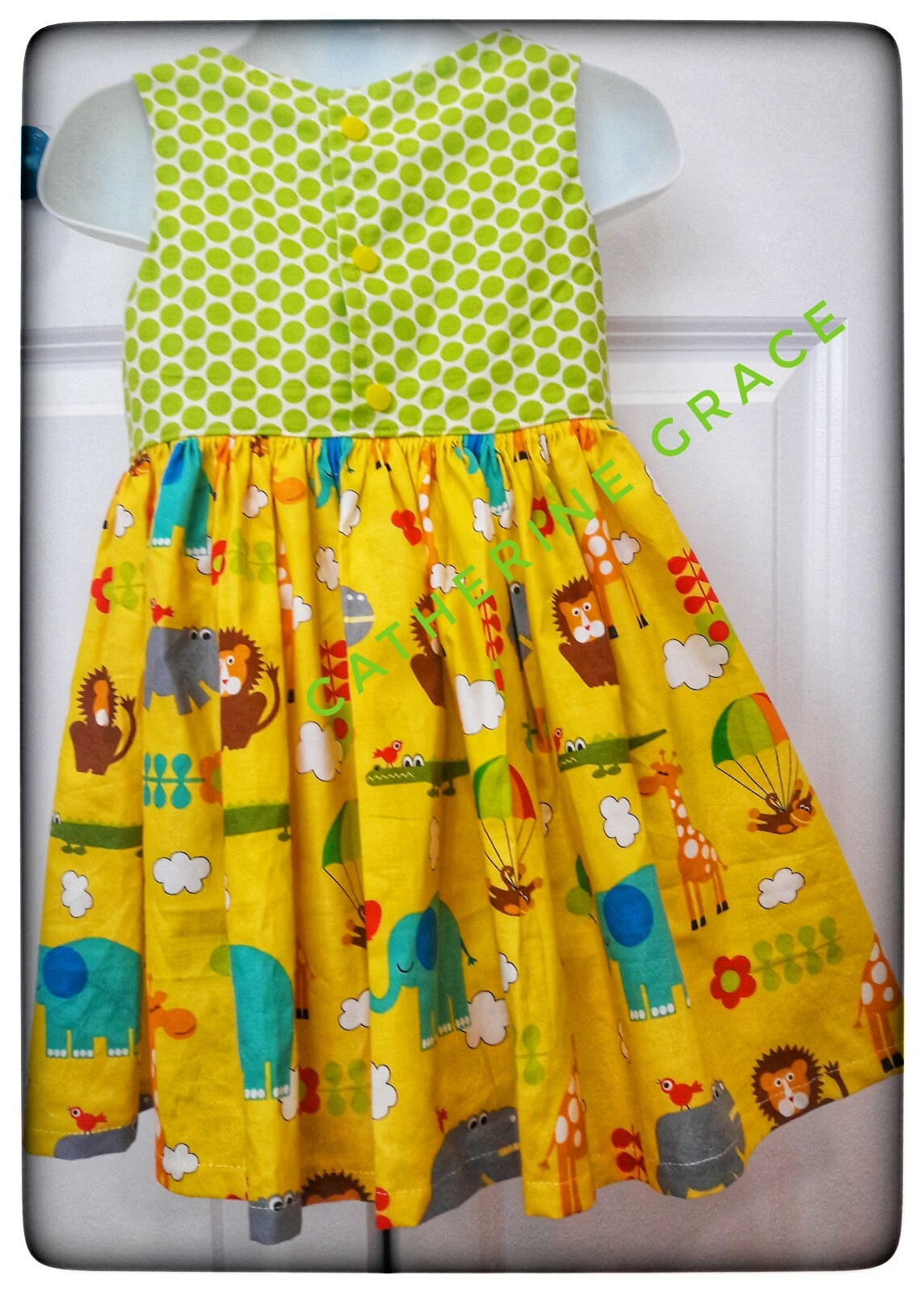 Animal dress, toddler zoo outfit, party, birthday, farm, green, 2/3