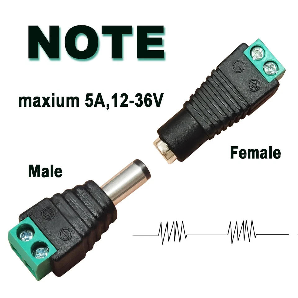 5.5mm x 2.1mm Power Connector Plug Adapter Connector for CCTV Camera LED Strip - Image 4 of 4