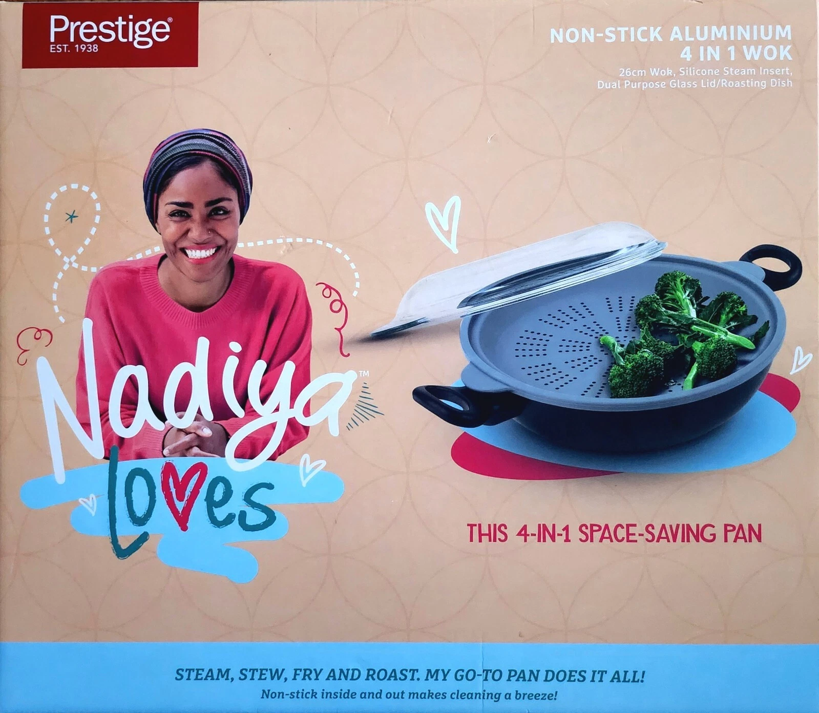Prestige Nadiya Loves Non-Stick Aluminium 4 in 1 Wok