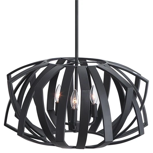 Uttermost Thales 3-Light Stainless Steel Geometric Pendant Light in Black - Picture 2 of 6