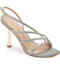  500 STUART WEITZMAN Melody Strappy Slingback Sandal PLATINO NEW NOIR 11 D13 