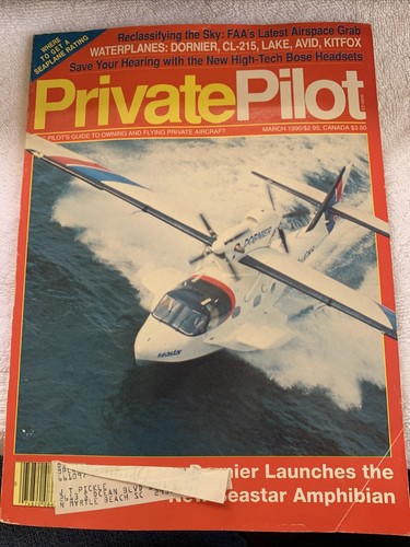 Private Pilot Aviation Magazine  March 1990 Flight Aircraft Waterplanes Airplane - Picture 1 of 8